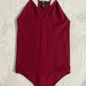 Burgundy V cut Bodysuit
